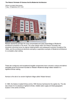 The Historic Perimeter Of Asmara And Its Modernist Architecture