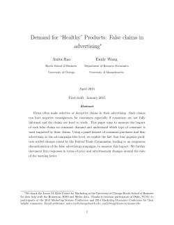 Demand for &ldquo;Healthy&rdquo; Products: False claims in advertising