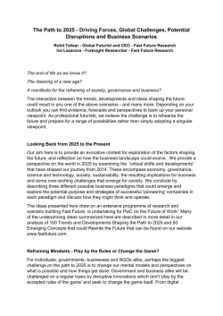 The Path to 2025 - Driving Forces, Global Challenges, Potential
