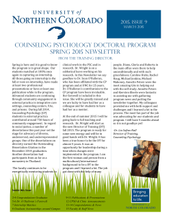 COuNSELING PSYCHOLOGY DOCTORAL PROGRAM SPRING