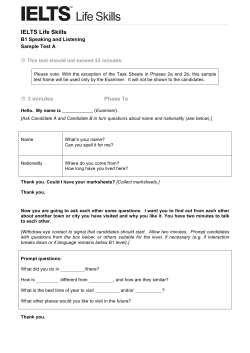 IELTS Life Skills - Sample Paper A Level B1