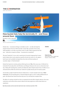 How bucket lists help the terminally ill &ndash; and those around them