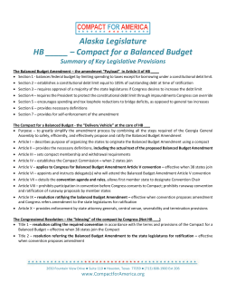 Alaska Legislature HB _____ &ndash; Compact for a Balanced Budget