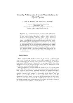 Security Notions and Generic Constructions for Client Puzzles