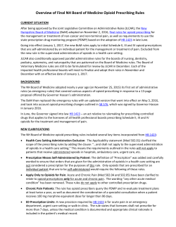 Overview of Final NH Board of Medicine Opioid Prescribing Rules