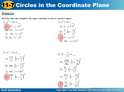 11-7 Circles in the Coordinate Plane