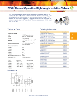 PVMK Manual Operation Right Angle Isolation Valves
