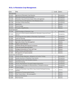 M.Sc. in Plantation Crop Management