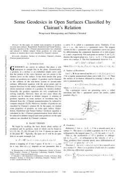 Some Geodesics in Open Surfaces Classified by Clairaut`s Relation