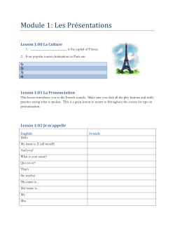 Module 1: Les Pre sentations
