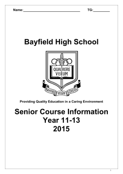 Bayfield High School Senior Course Information Year 11