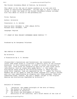 The Project Gutenberg EBook of Poetics, by Aristotle This eBook is