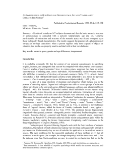 Published in Psychological Reports, 1999, 85/2, 533