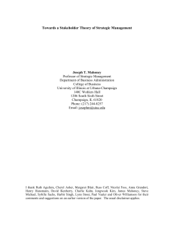Towards a Stakeholder Theory of Strategic Management