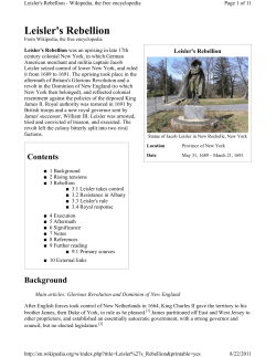 Leisler`s Rebellion