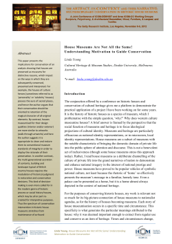 House Museums Are Not All the Same! Understanding - ICOM-CC