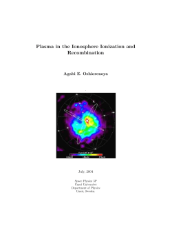 Plasma in the Ionosphere Ionization and Recombination