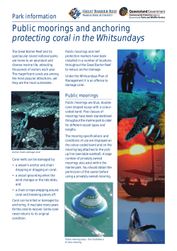 Park information Public moorings and anchoring protecting coral in
