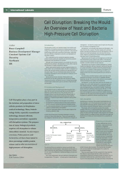 Cell Disruption: Breaking the Mould: An Overview of Yeast and
