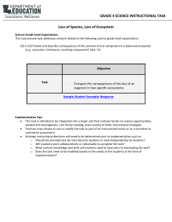Task - Science - Grade 4 - Loss of Species, Loss of Ecosystem PDF