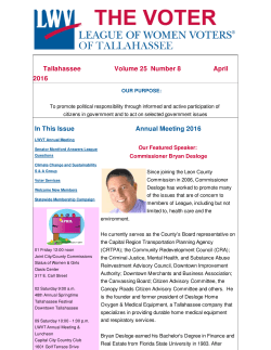 Tallahassee Volume 25 Number 8 April 2016 In This Issue Annual