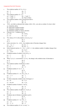 Assignment Sem1ch4 Chemistry The oxidation number of C in (a