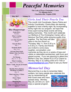 May 2017 Activities Newsletter (Memory Care)