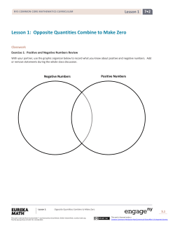 Lesson 1: Opposite Quantities Combine to Make Zero