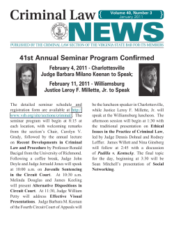 Criminal Law News - Volume 40, Number 3