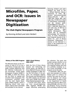 Microfilm, Paper, and OCR: Issues in Newspaper Digitization