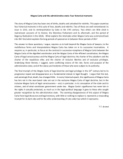 Magna Carta and the administrative state: Four historical moments