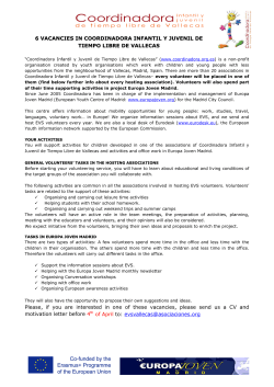 6 VACANCIES IN COORDINADORA INFANTIL Y JUVENIL DE