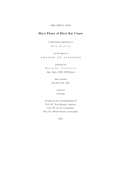 Ricci Flows of Ricci flat Cones - ETH E-Collection