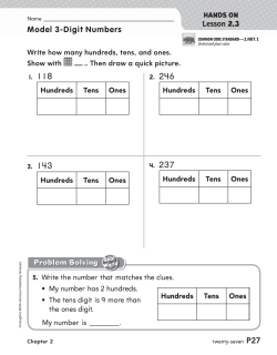 Hundreds Tens Ones