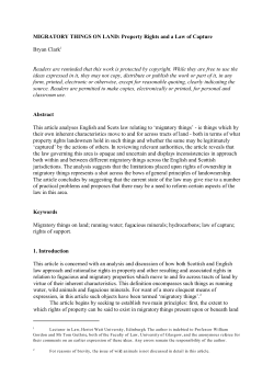 MIGRATORY THINGS ON LAND: Property Rights and a Law of