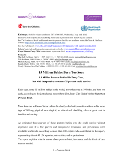 15 Million Babies Born Too Soon