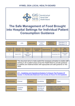 The Safe Management of Food Brought into Hospital Settings for