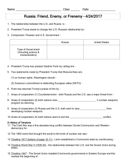 Russia: Friend, Enemy, or Frenemy – 4/24/2017