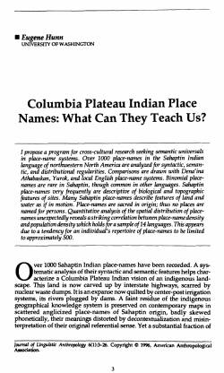 Columbia Plateau Indian Place Names