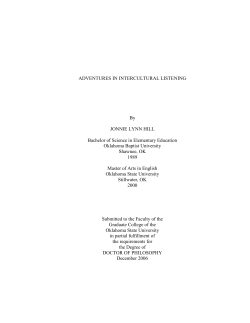 ADVENTURES IN INTERCULTURAL LISTENING By JONNIE LYNN