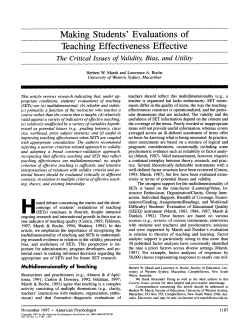 Making Students` Evaluations of Teaching Effectiveness
