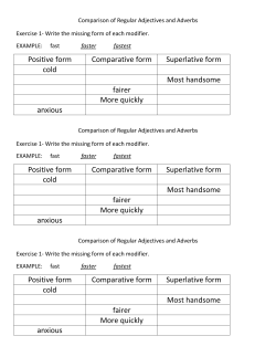 Positive form Comparative form Superlative form cold Most