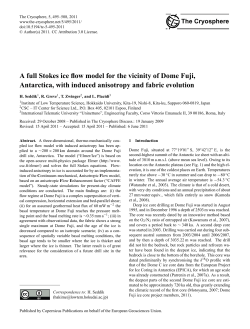 The Cryosphere A full Stokes ice flow model for the vicinity of Dome