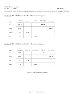 Solution Calculations Worksheet