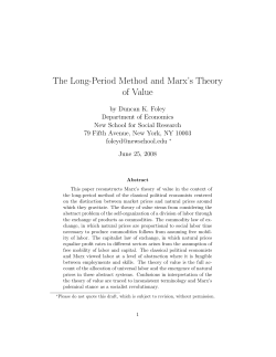The Long-Period Method and Marx`s Theory of Value