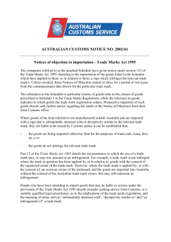 AUSTRALIAN CUSTOMS NOTICE NO. 2002/61 Notices of objection