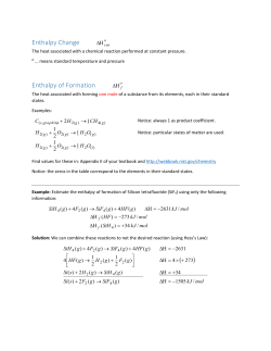 Enthalpy Change Enthalpy of Formation ( )