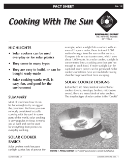 Cooking With The Sun - State Energy Conservation Office