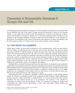 Chapter 14 - Chemistry of Nonmetallic Elements II. Groups IVA and VA