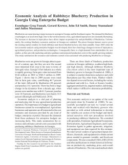 Economic Analysis of Rabbiteye Blueberry Production in Georgia